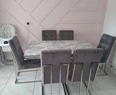Dining table and chairs (6) marble style