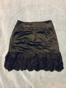 Reiss Black Silk Mini Skirt Ruffle Hem UK 8 EU 36 Luxury Designer