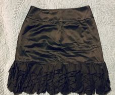 Reiss Black Silk Mini Skirt Ruffle Hem UK 8 EU 36 Luxury Designer