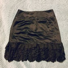 Reiss Black Silk Mini Skirt Ruffle Hem UK 8 EU 36 Luxury Designer