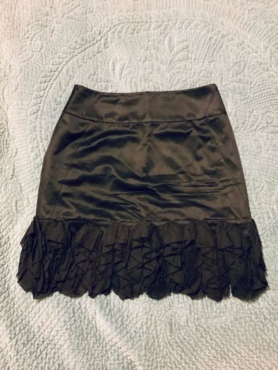 Reiss Black Silk Mini Skirt Ruffle Hem UK 8 EU 36 Luxury Designer