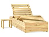 Sun Lounger with Table Green Impregnated Pinewood
