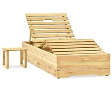 Sun Lounger with Table Green Impregnated Pinewood