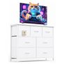 Chest of Drawers for Bedroom with 7 Drawers, Fabric Storage Drawer, Tall White Hallway Storage Unit Image 2