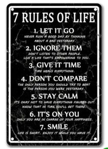 7 Rules of Life : Metal Sign