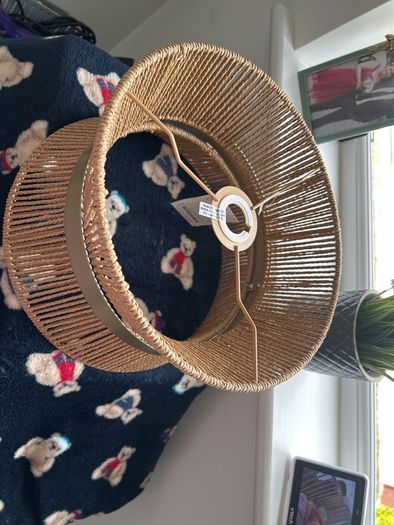 Brand new ceiling light - rattan and gold detail. 3 available