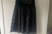 Mini mouse black and gold velour sequin polka dot tulle dress
