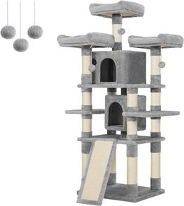 FREE SHIPPING Cat Tree, Large Cat Tower, 172 cm, Light Grey