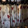 Floral Eyelet Curtains. Red, Grey & Black. 2 Matching Pairs Image 4