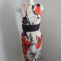 Like new. Size 12 Absolutely stunning Coast pencil dress (stretchy) with wide black belt.