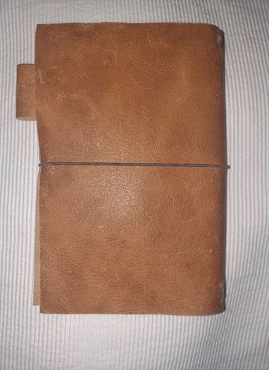 Handmade leather personal size notebook passport diary holder 17cm x 11cm with 4 elastics to hold your notebooks diaries etc and also a pen loop and a handmade notebook also FREE STANDARD POSTAGE INCLUDED