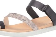 ECCO Womens Simpil Flat Sandal, Black / limestoneblack, 36 EU