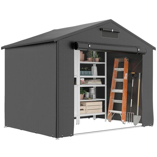 Tent garage 2.5 x 1.8 m Waterproof garage tent with roll-up zipper door ventilation window Dark gray