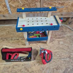 Wooden toy workbench