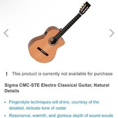 classical guitar sigma cmc ste electro acoustic