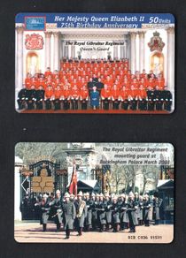 2001 Gibraltar 50 unit 75th Queen Elizabeth II Birthday (Gemplus - GEM5 (Red)) Phonecard