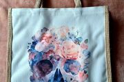 Floral skull tote bag