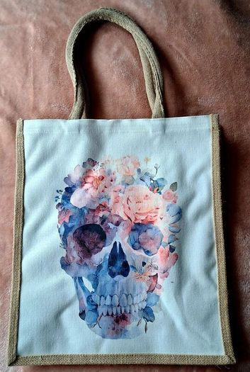 Floral skull tote bag