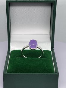 (Sz: N) Purple Jade Ring in Sterling Silver 2.23 Ct.