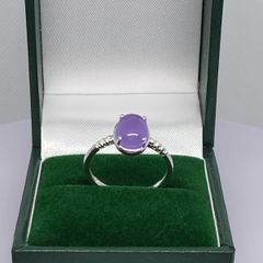 (Sz: N) Purple Jade Ring in Sterling Silver 2.23 Ct.
