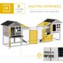 2 in 1 Rabbit Hutch Outdoor Guinea Pig Hutch Bunny Run Double Main House with Run, No-Leak Tray 259 x 64 x 92cm, Grey Image 5