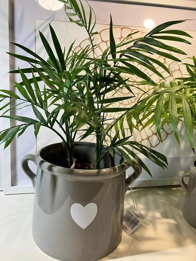 Grey Ceramic Vase with Heart Motif and Handles (new)