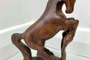 Vintage Wooden Hand Carved Figurine Rearing Horse