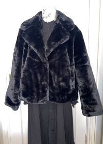 Faux Fur Short Jacket in Black - Size S