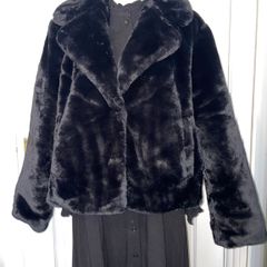 Faux Fur Short Jacket in Black - Size S