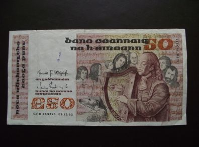1982 Central Bank of Ireland 50 Pounds note. B Series