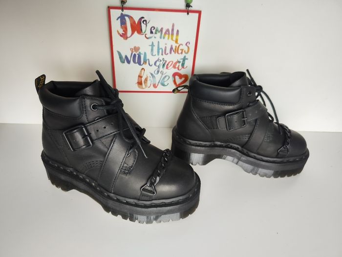 RARE Dr Doc Martens Beaumann chain black platform quad boots UK3 EU36 US5