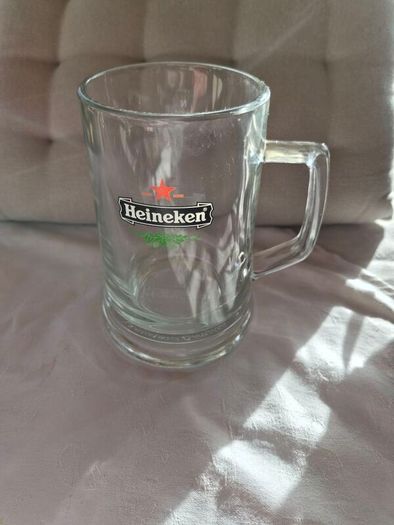 4 Vintage Heineken glass beer tankards/mugs.