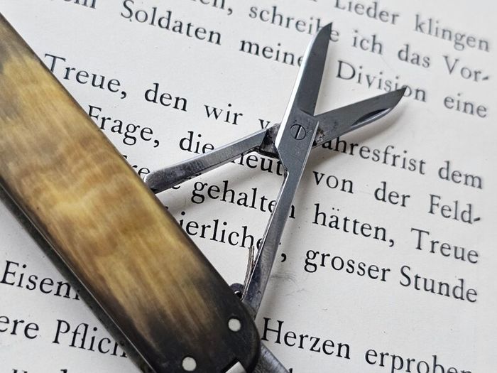 Vintage 1950s Victoria Victorinox Buffalo Horn Executive 74mm Swiss Army Knife Discontinued Collectable