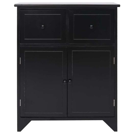 Side Cabinet Black 60x30x75 cm Paulownia Wood