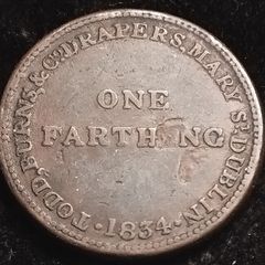 #867 - Ireland - 1834 - Todd, Burns & Co Drapers - Farthing - Token