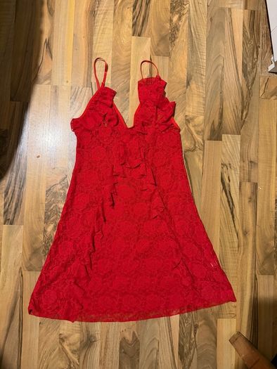 Red ruffles mini dress
