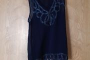 Danity Sheer Beaded Navy Sleevless Top. S.M12/14.