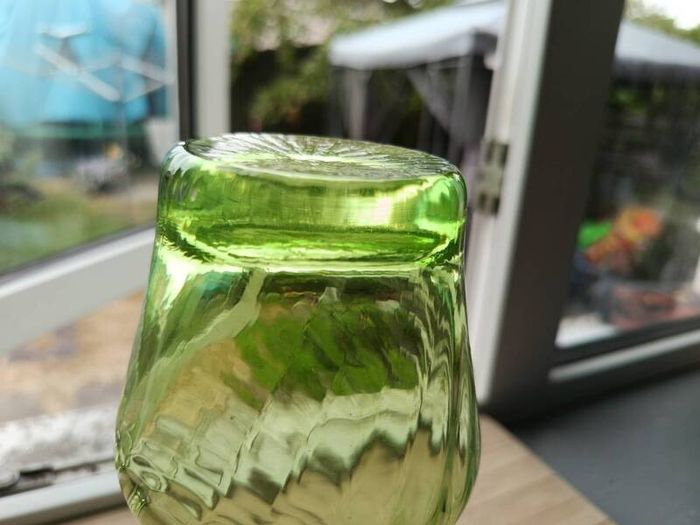 Vintage Humppila Green Swirl Glass Vase