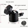 1/4 Ball Head Screw Tripod Mount - 360 Rotating Mount Base Adapter -61211 Image 2