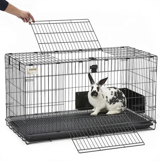 Pets Medium Wabbitat Rabbit Cage, Grid Mesh Floor, Removable Tray, Top & Front Door Access, Rust Resistant Finish, No Tools Required