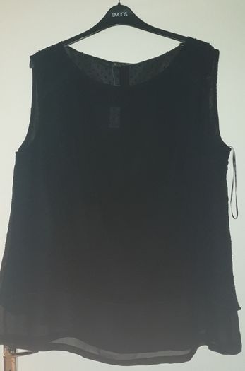 PLUS SIZE (26) Elvi Black Chiffon Dobby Top. New