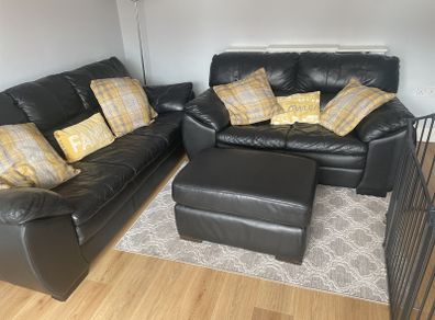 DFS black Leather suite