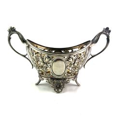 Rare Antique art nouveau silver plated basket