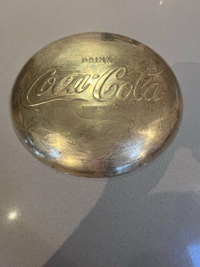 Coca Cola Embossed Brass Sign from the 50