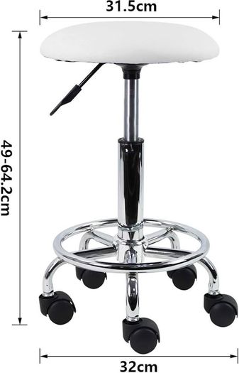 NEW SALE | Swivel Rolling Stool Height Adjustable PU Leather Cushion Salon Vanity Massage Office Stool Chair Small