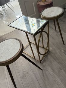 Gold Accent Table Set , Elegant 3-Piece Accent Table Set