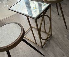 Gold Accent Table Set , Elegant 3-Piece Accent Table Set