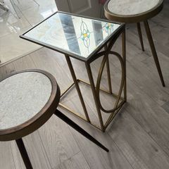 Gold Accent Table Set , Elegant 3-Piece Accent Table Set