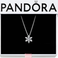 Pandora Sparkling Herbarium Cluster Necklace and Matching Earrings Set