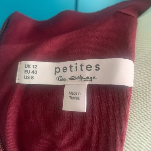 Miss Selfridge Petite burgundy dress. Size 12
